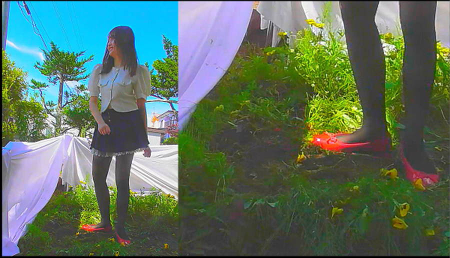 「花のじゅうたん」を踏んで美女がダンス!〜涼子様の赤い靴がパンジーを踏んでダンス〜　サンプル画像09