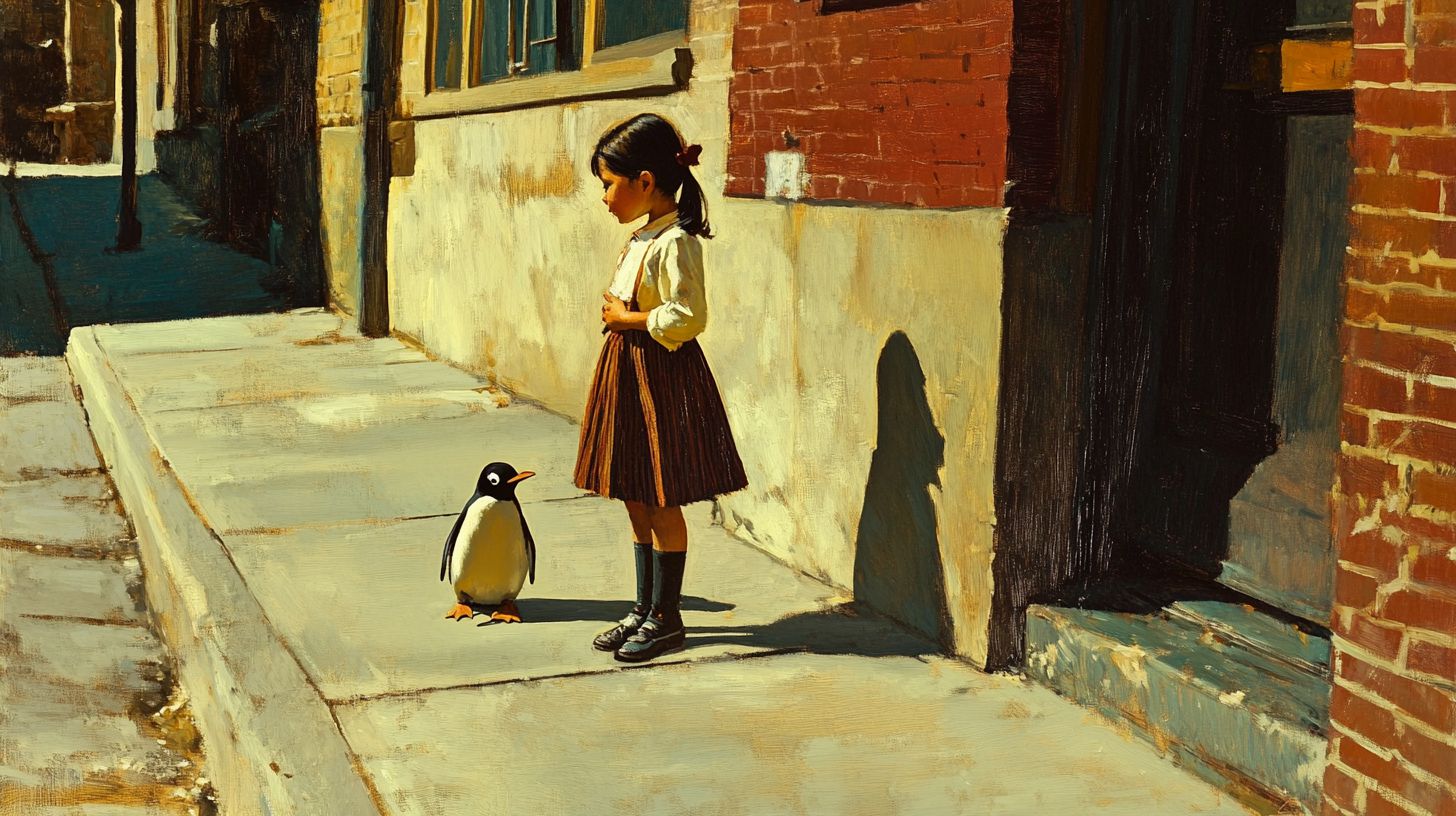 動物と少女　絵　2024年09月09日　絵画　画像