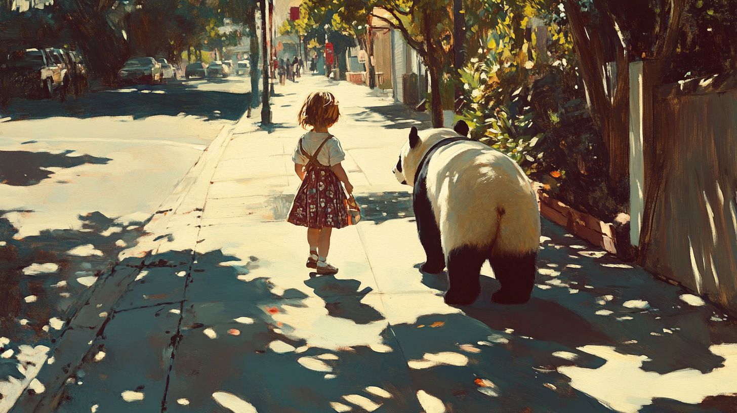 動物と少女　絵画　2024年09月30日　絵　画像