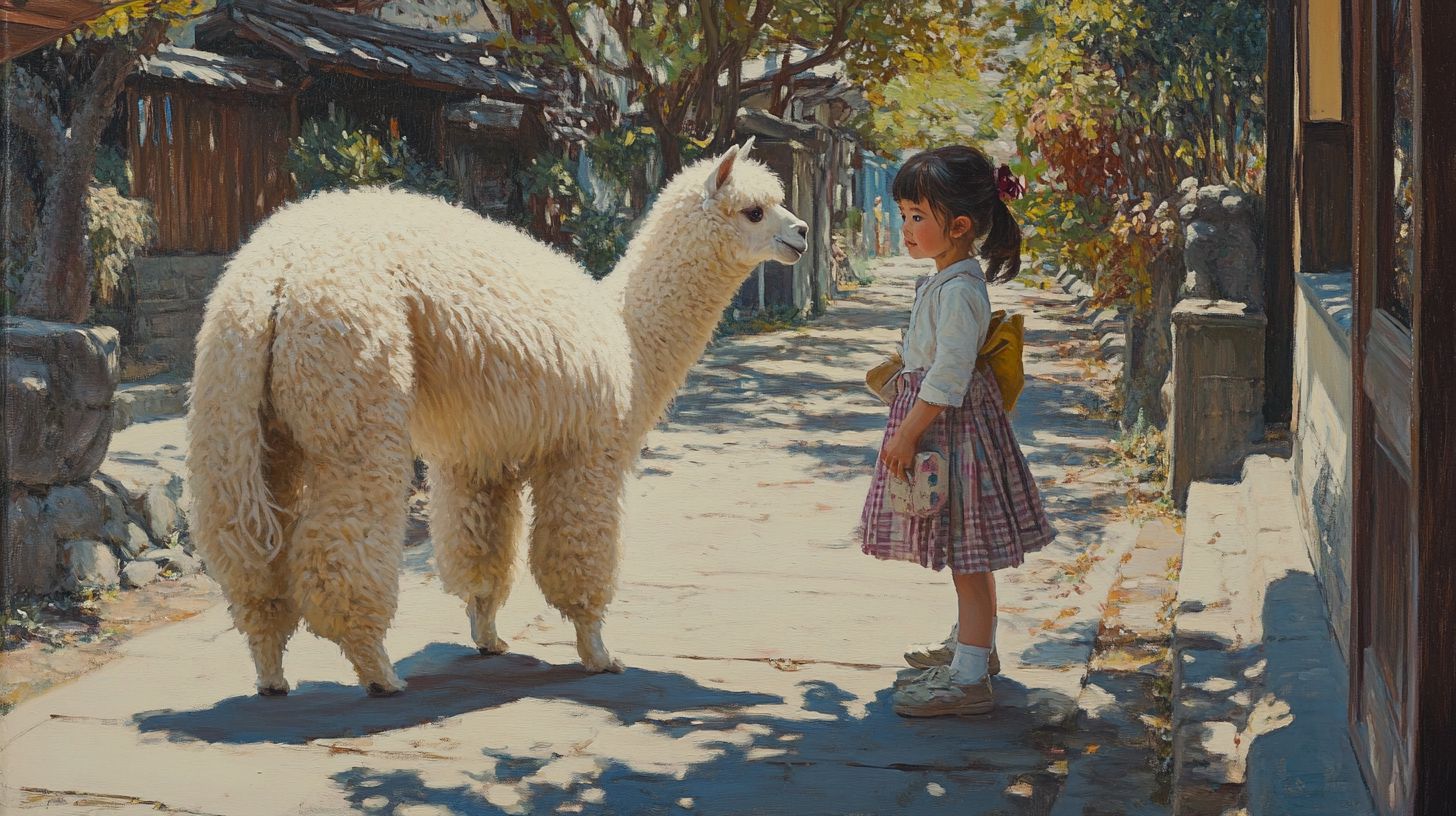 動物と少女　絵画　2024年10月05日　美術　画像