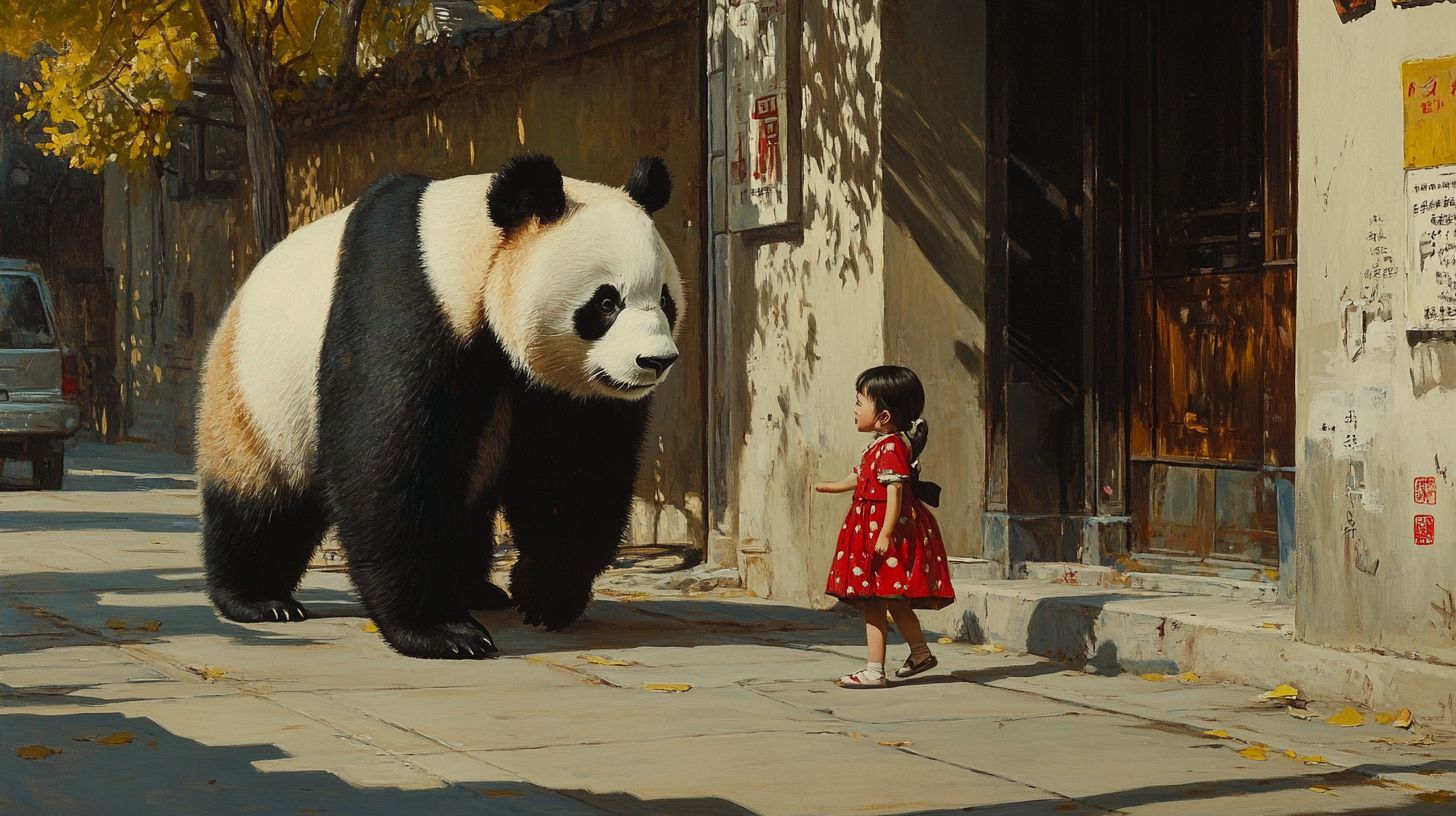 動物と少女　絵　2024年11月18日　絵画　画像