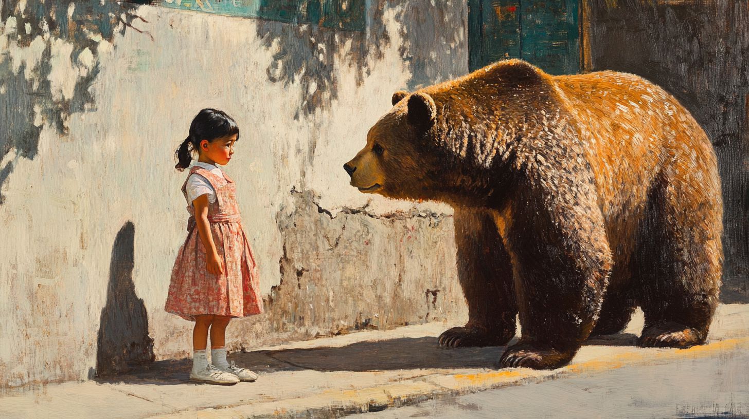 動物と少女　絵画　2024年12月09日　絵　画像