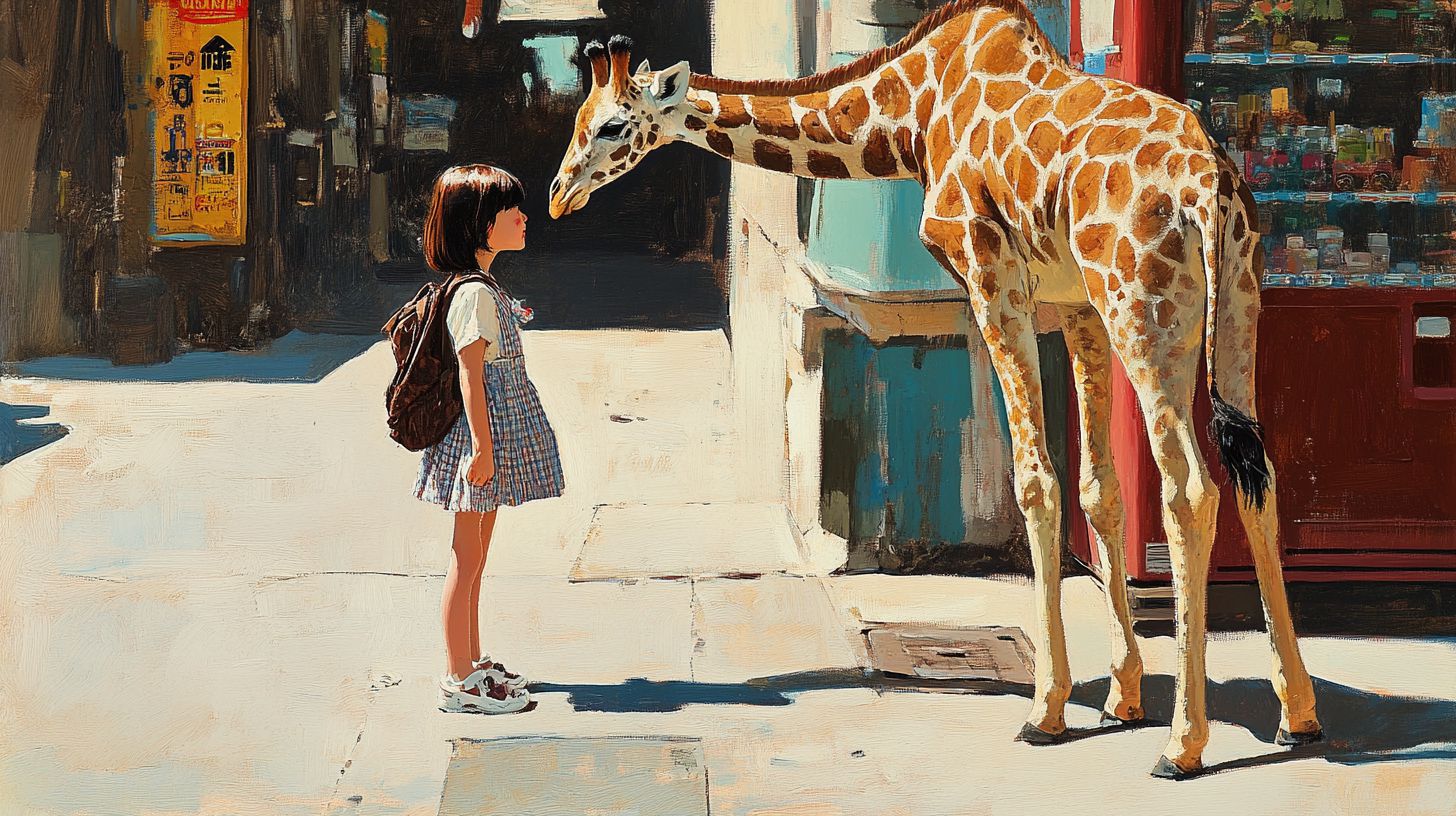 動物と少女　アート　2024年12月27日　絵　画像