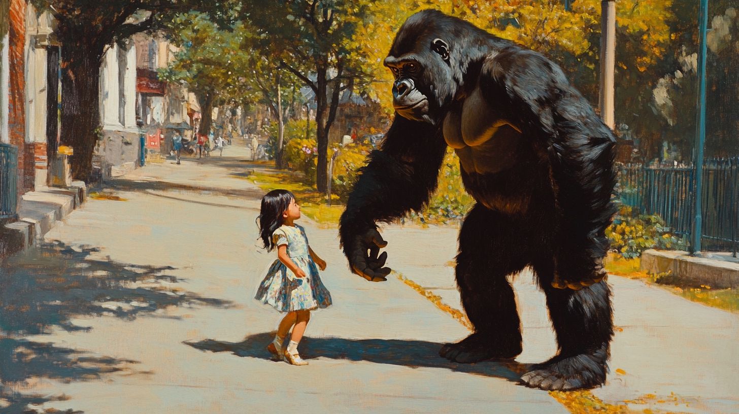 動物と少女　絵画　2025年05月28日　美術　画像
