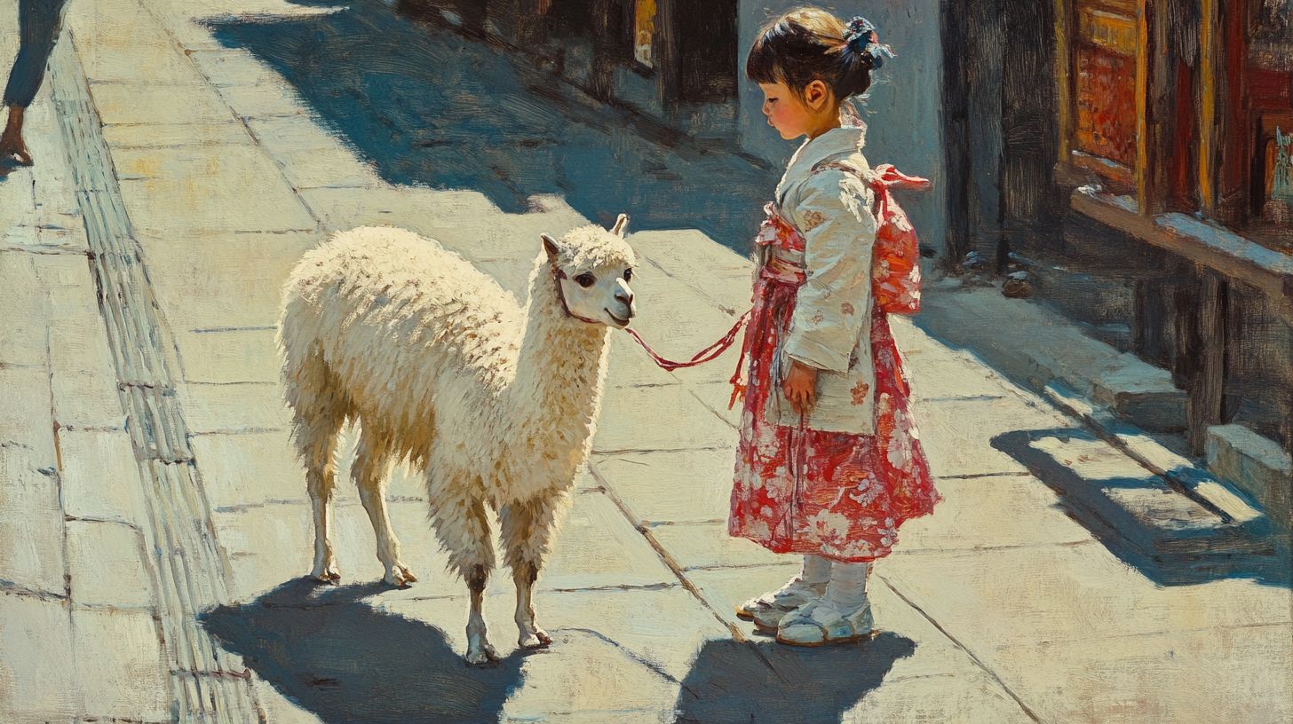 動物と少女　絵画　2025年08月01日　名画　画像