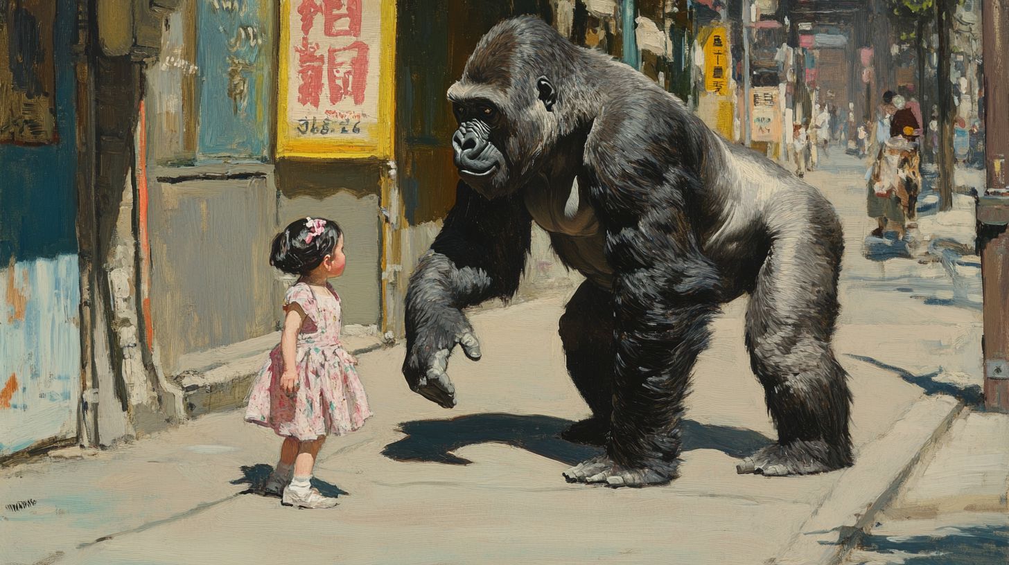 動物と少女　絵画　2025年10月20日　絵　画像