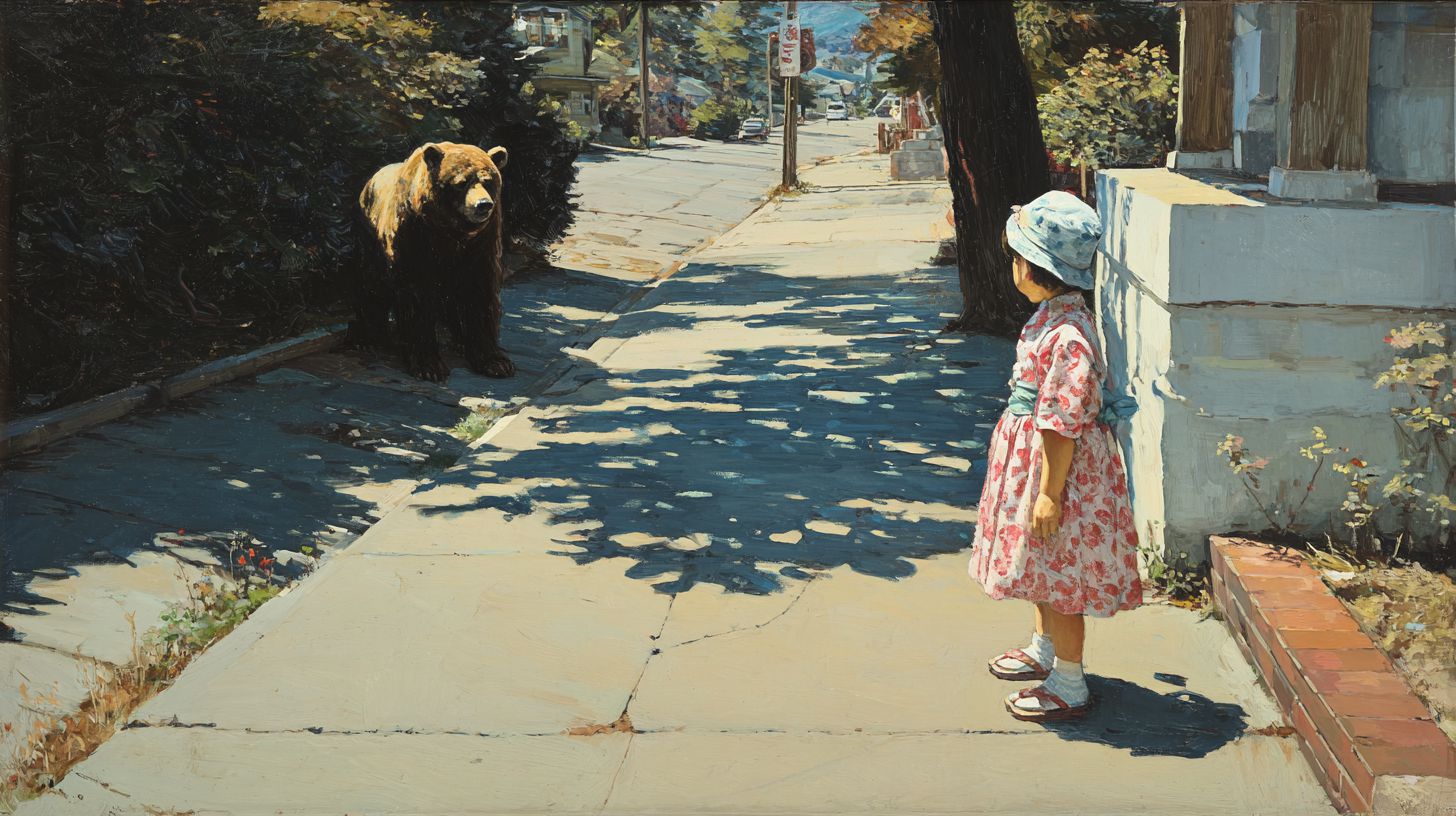 動物と少女　絵　2026年04月27日　絵画　画像