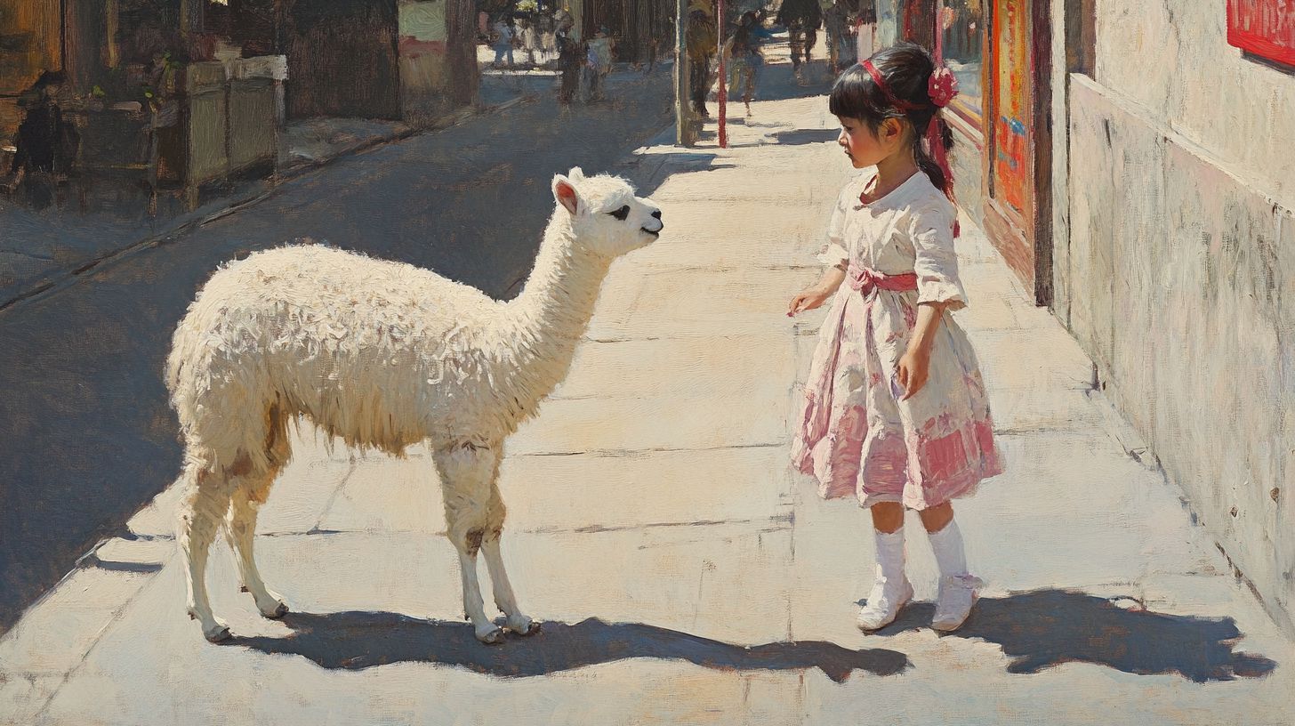動物と少女　絵画　2026年05月08日　美術　画像