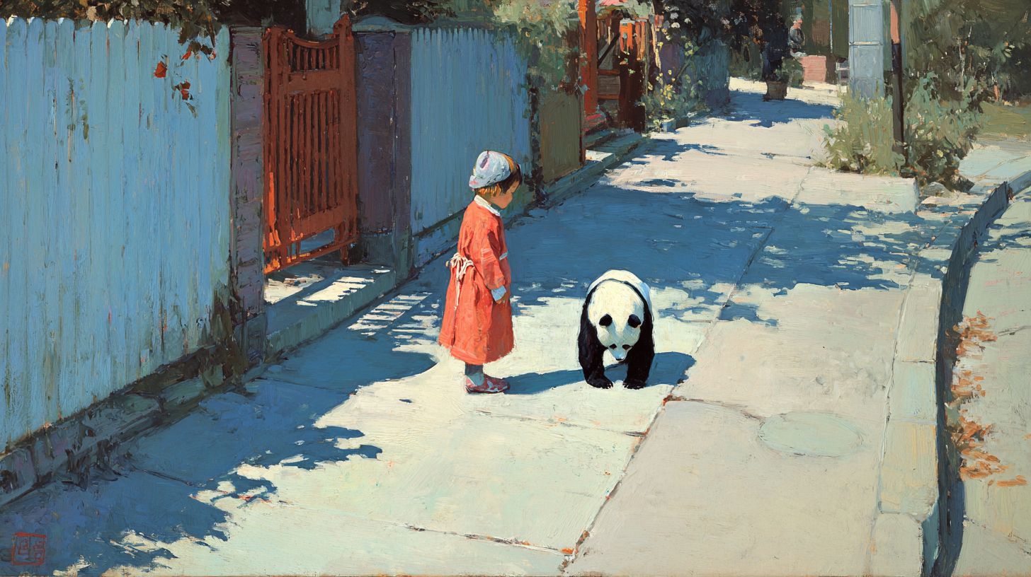 動物と少女　絵　2026年06月06日　絵画　画像