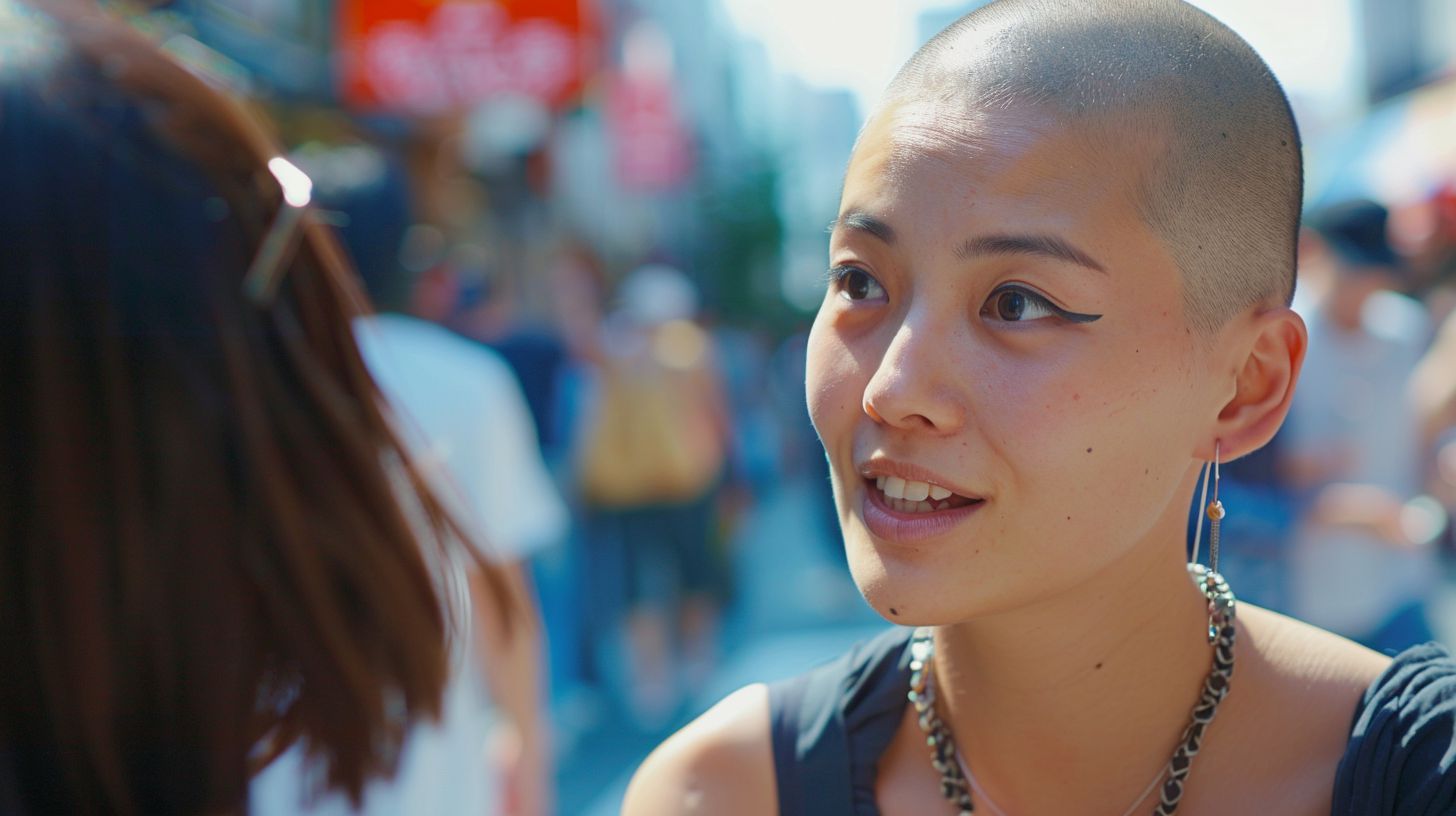 スキンヘッド女子画像　東京都　新宿区　2024年12月15日　スキンヘッド女子　剃髪女子　画像