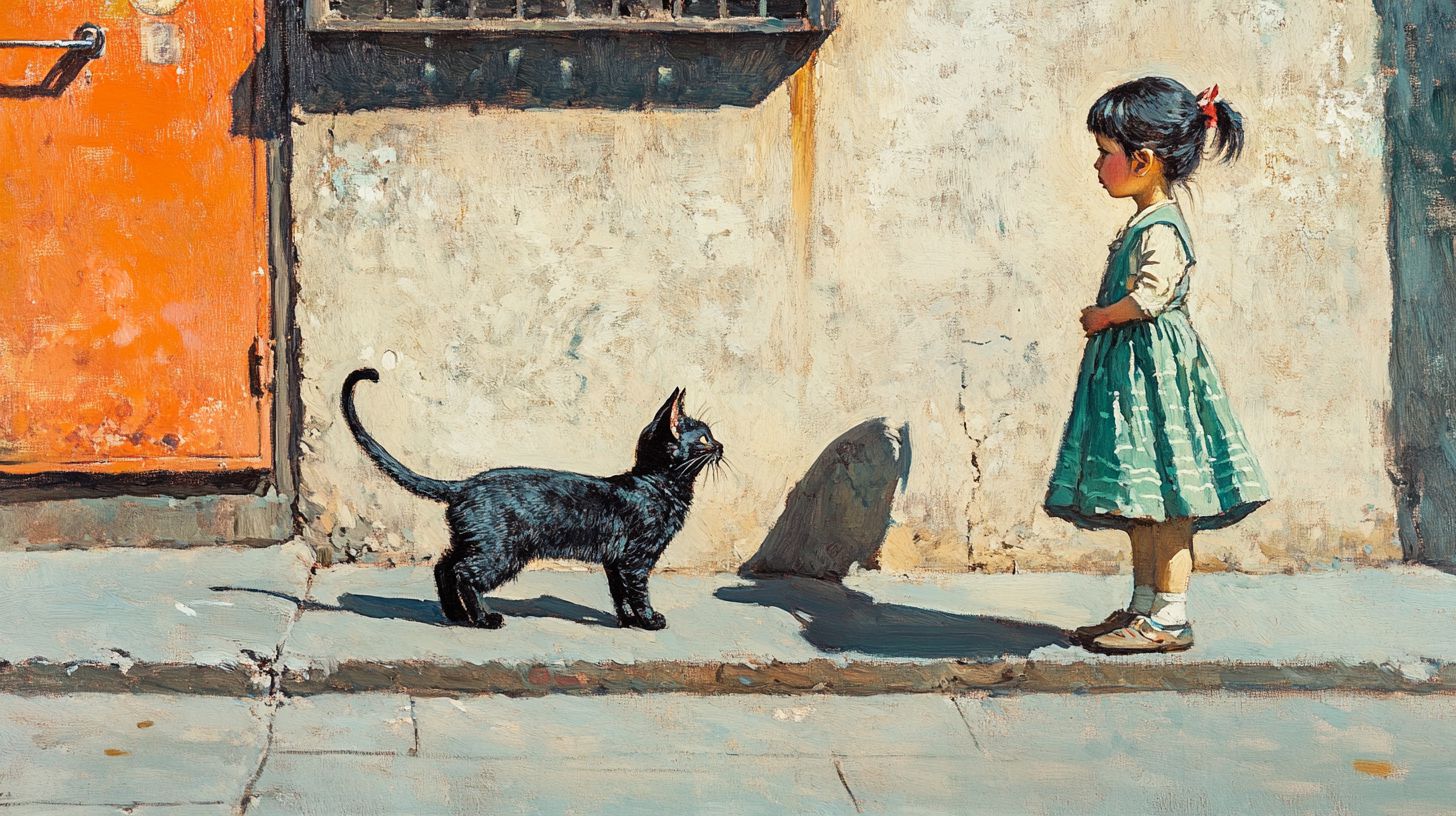 猫と少女　名画　2024年09月06日　アート　画像