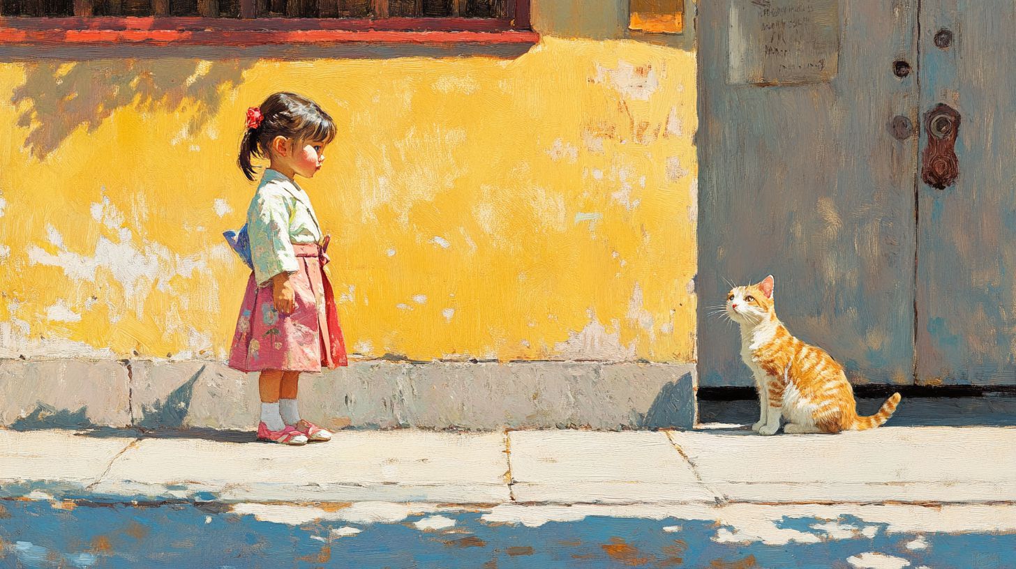 猫と少女　アート　2024年09月27日　絵　画像