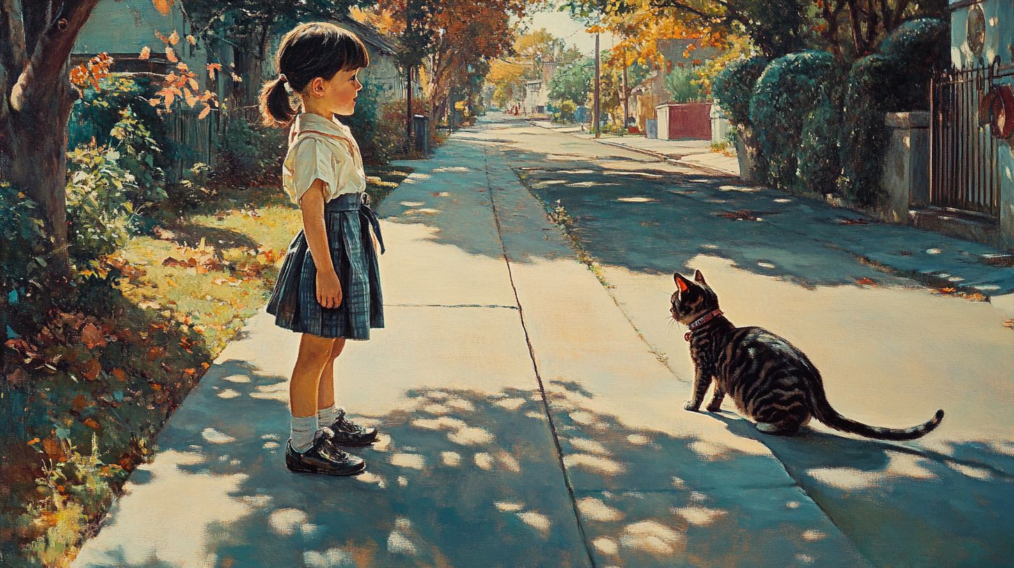 猫と少女　アート　2025年01月31日　アート　画像
