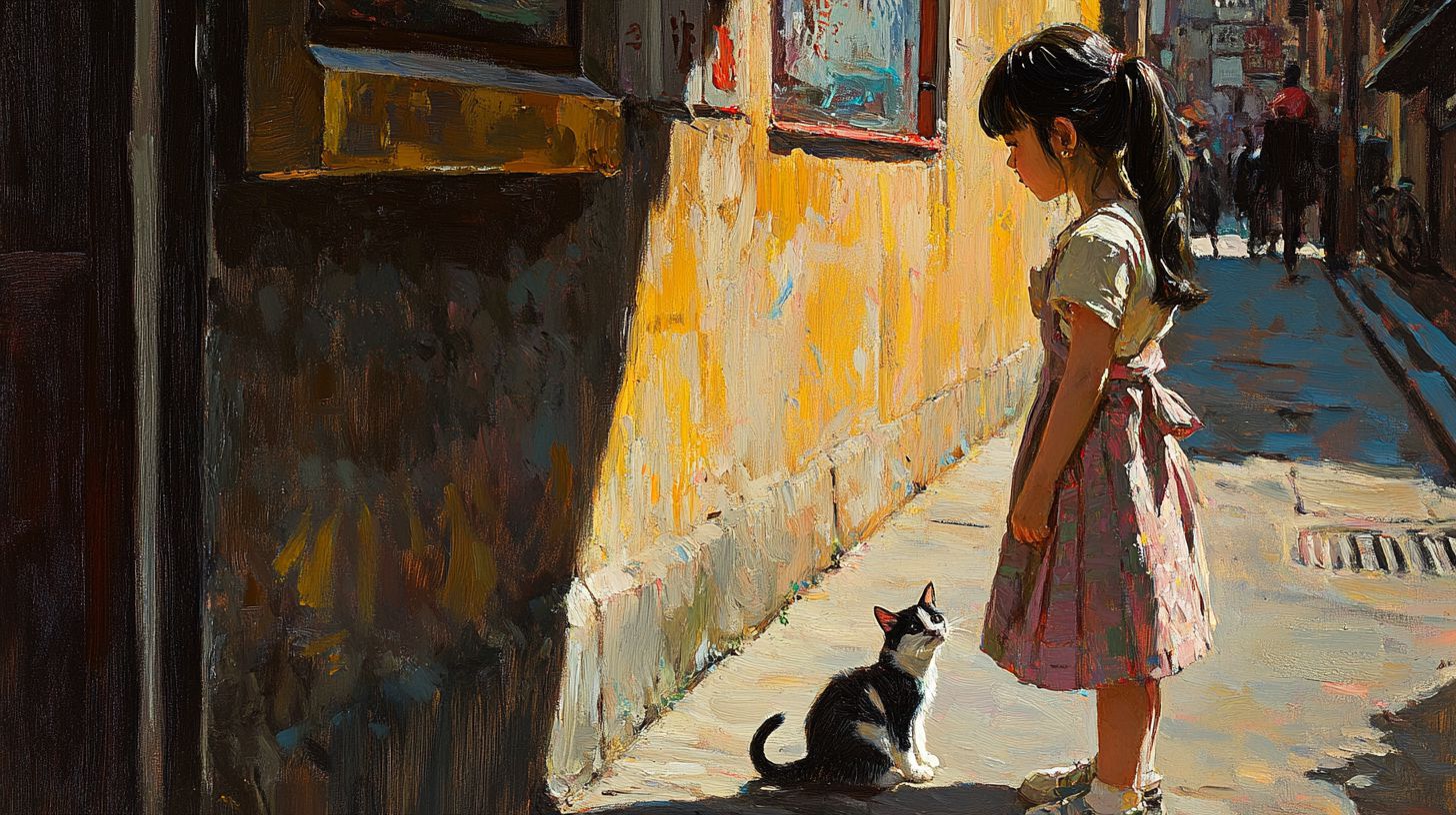 猫と少女　アート　2025年06月25日　名画　画像