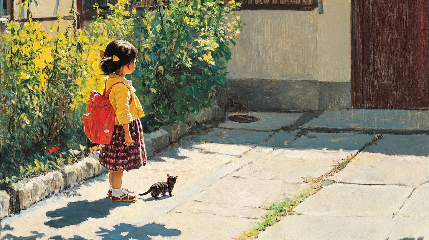 猫と少女　アート　2025年06月29日　アート　画像