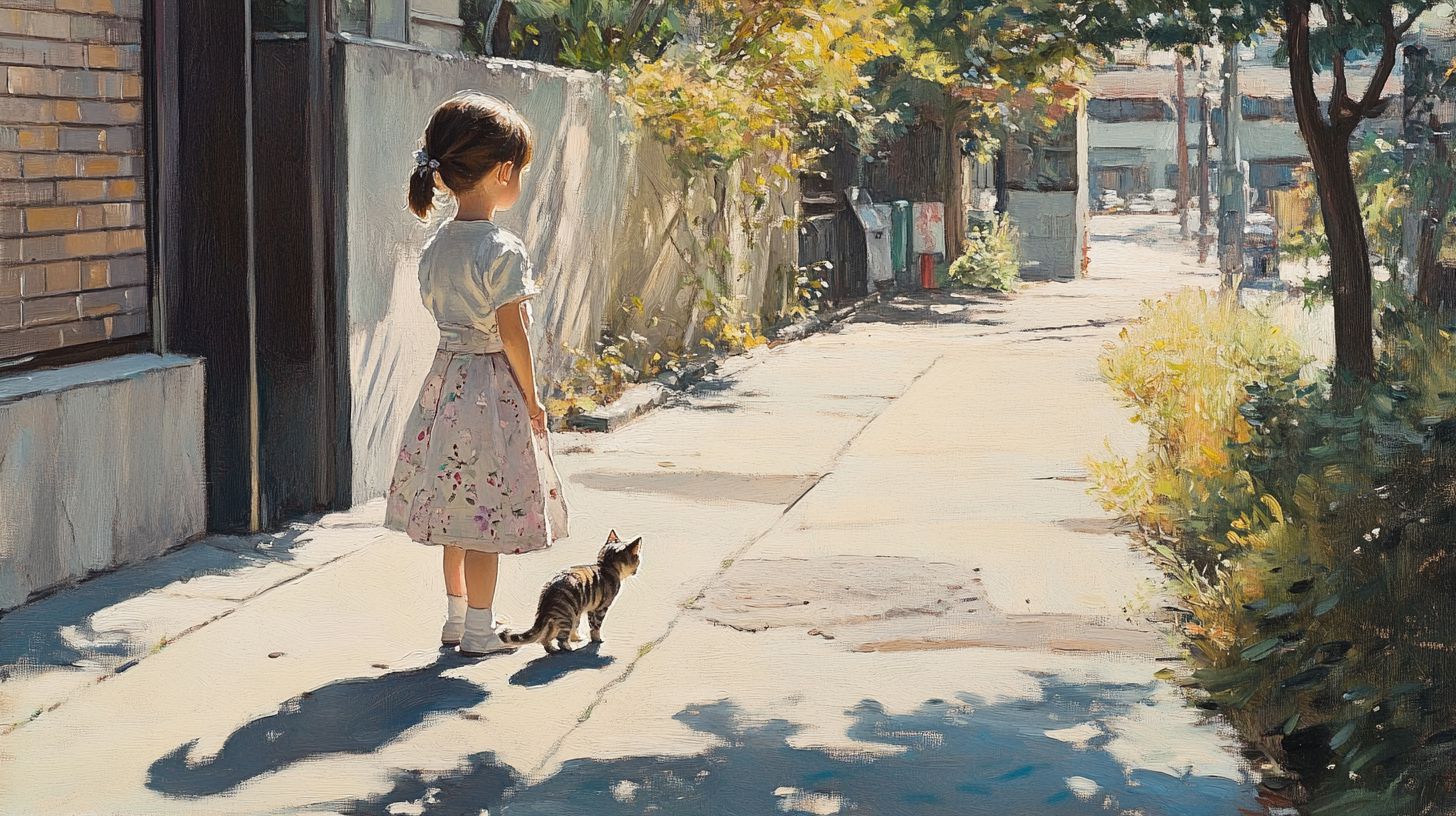 猫と少女　アート　2025年07月14日　名画　画像