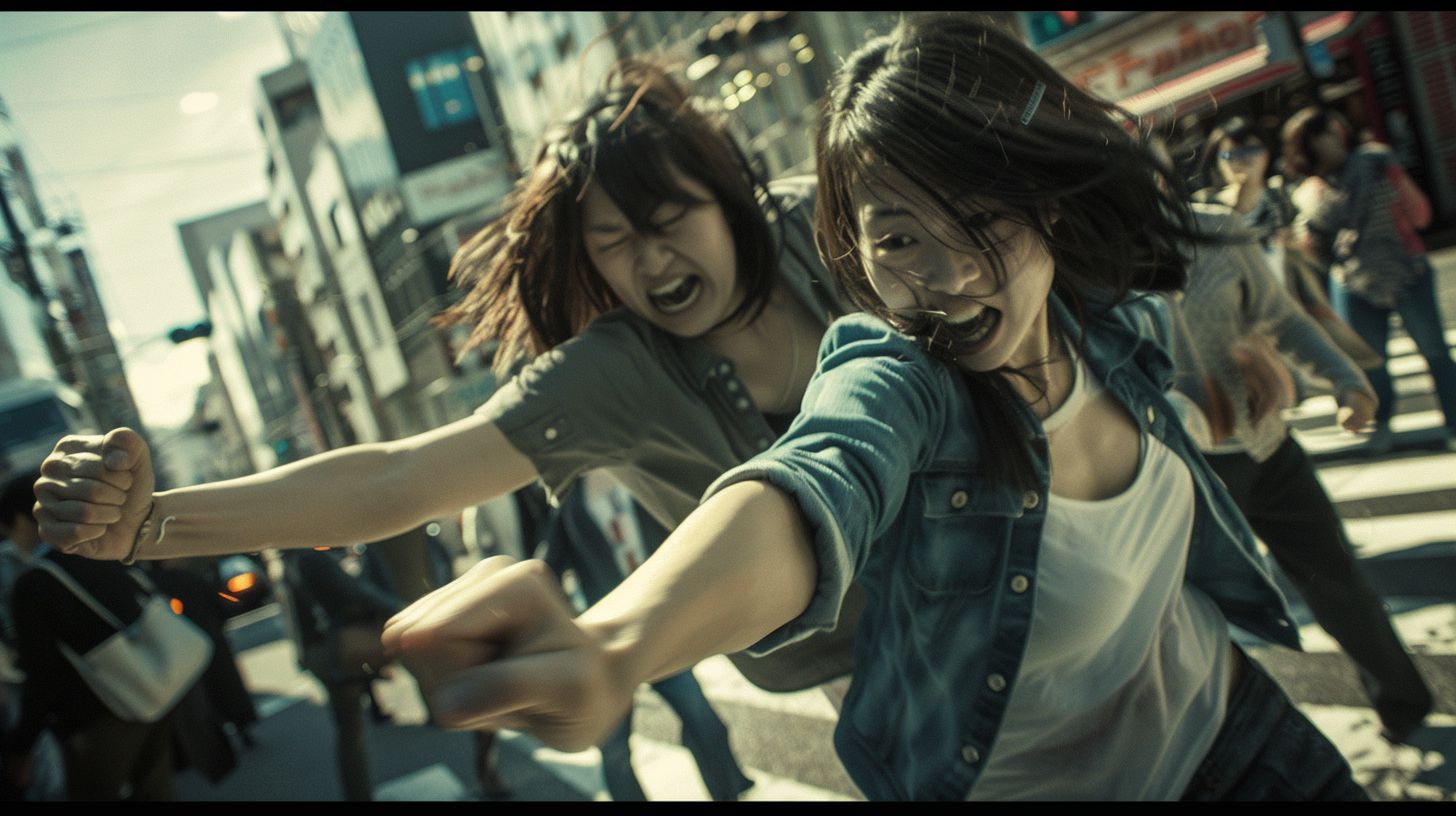 今日の女性のストリートファイト画像　千葉県　流山市　2024年05月25日　キャットファイト　画像