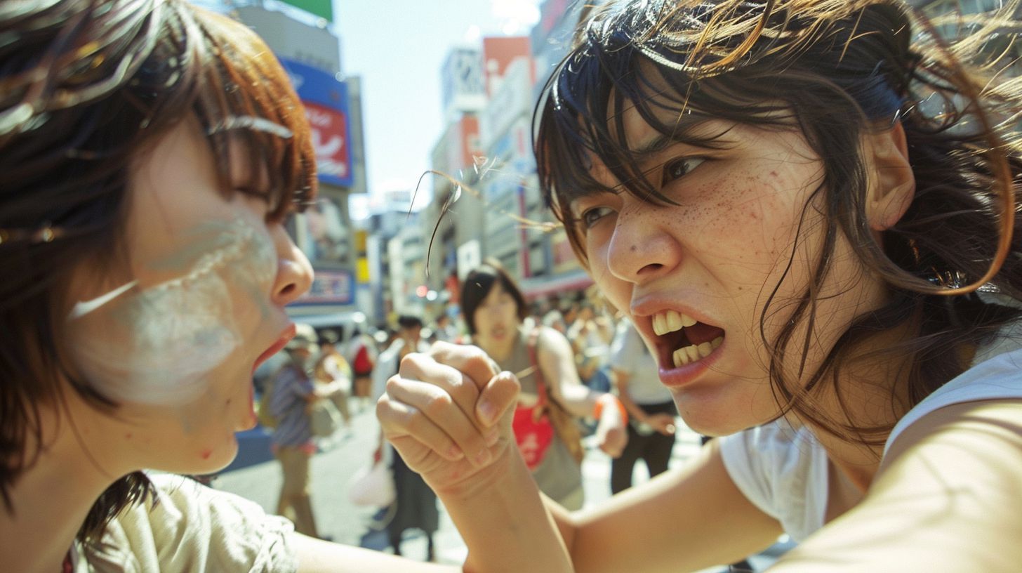 今日の女性のストリートファイト画像　大阪府　岸和田市　2024年06月16日　キャットファイト　画像