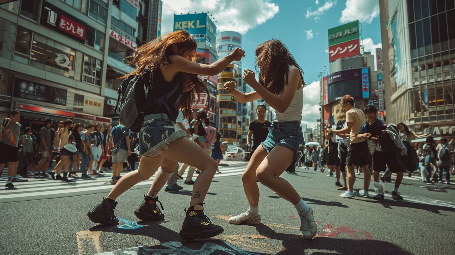 今日の女性のストリートファイト画像　島根県　出雲市　2024年06月23日　路上喧嘩　画像