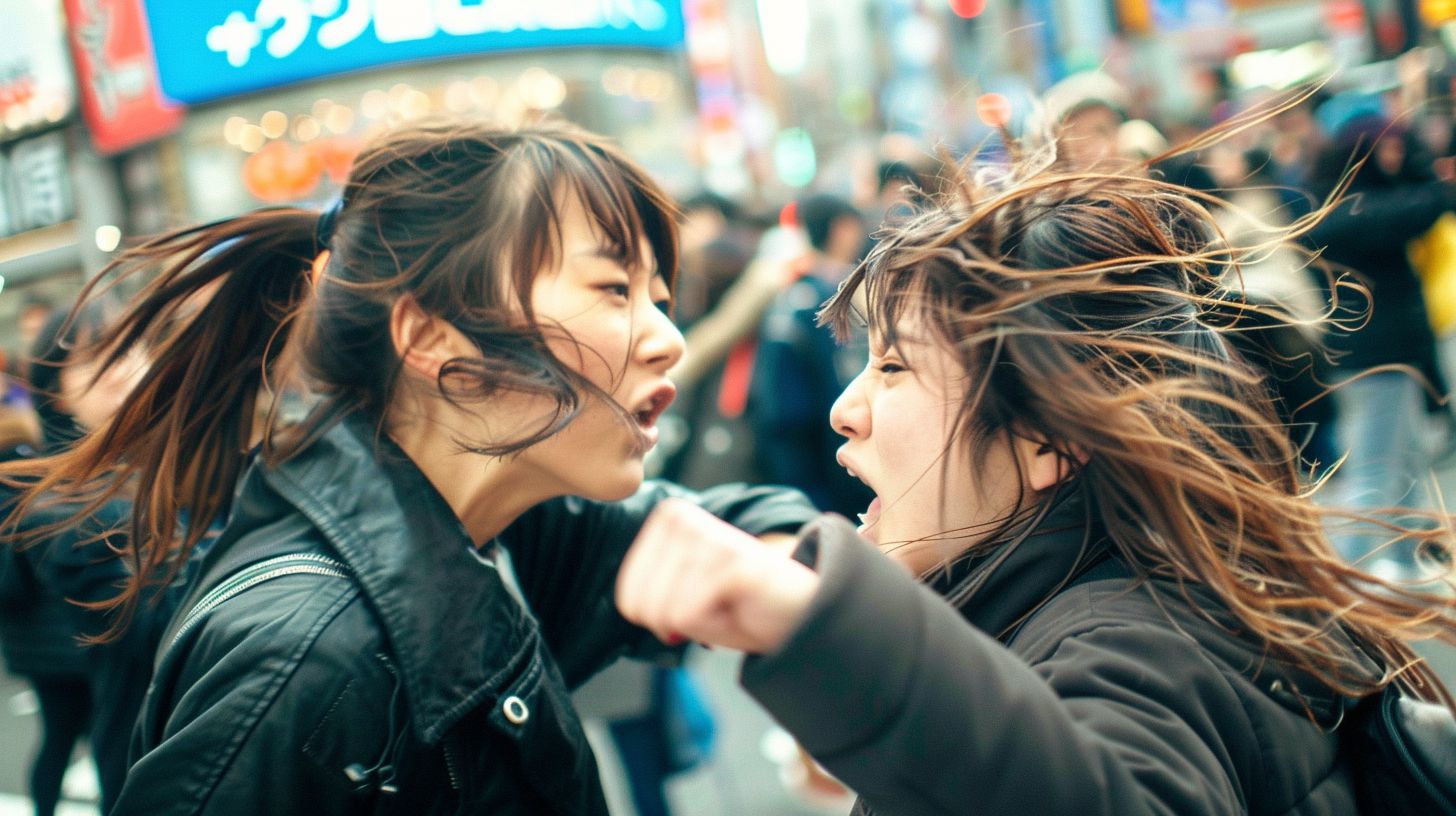 今日の女性のストリートファイト画像　東京都　墨田区　2024年07月25日　路上喧嘩　画像