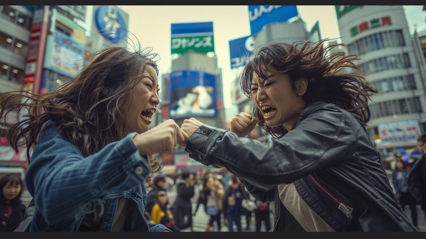今日の女性のストリートファイト画像　静岡県　三島市　2024年08月12日　女の喧嘩　画像