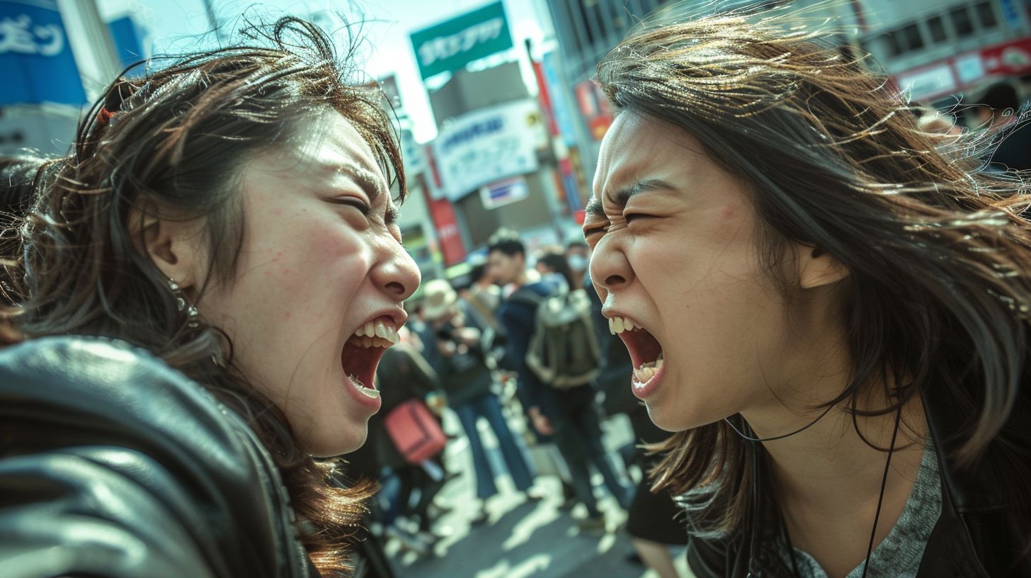 今日の女性のストリートファイト画像　福岡県　筑紫野市　2024年10月05日　路上喧嘩　画像