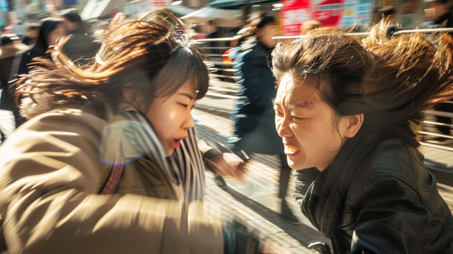 今日の女性のストリートファイト画像　山口県　岩国市　2024年10月21日　ストリート喧嘩　画像