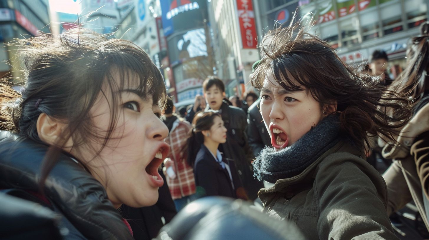 今日の女性のストリートファイト画像　北海道　札幌市　2024年11月22日　ストリート喧嘩　画像