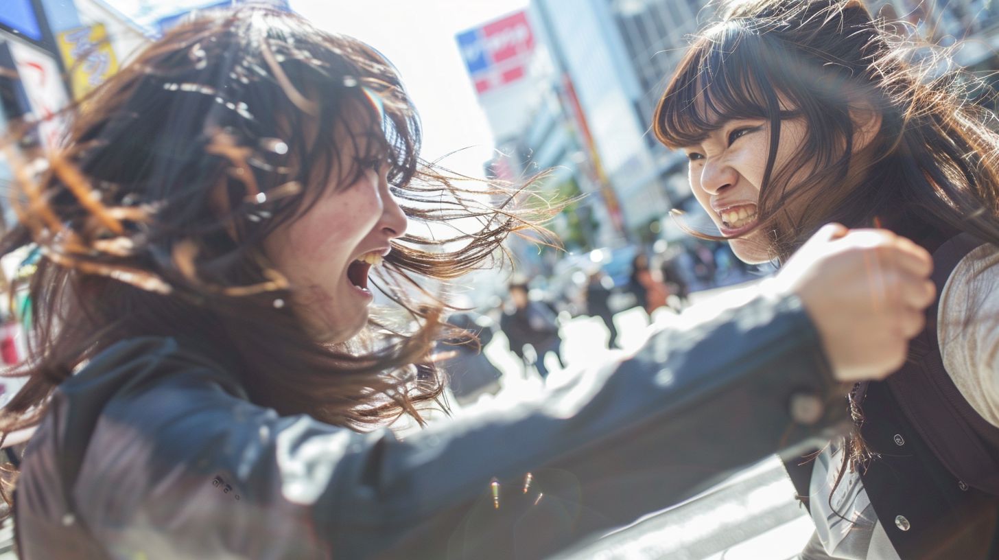 今日の女性のストリートファイト画像　北海道　石狩市　2024年11月28日　キャットファイト　画像
