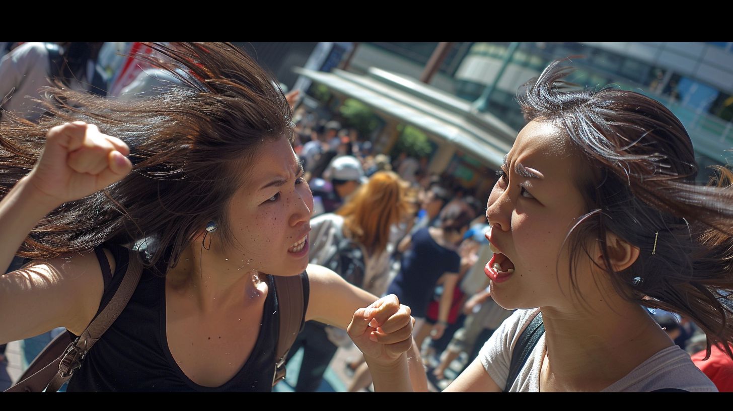 今日の女性のストリートファイト画像　東京都　世田谷区　2024年12月07日　女の喧嘩　画像