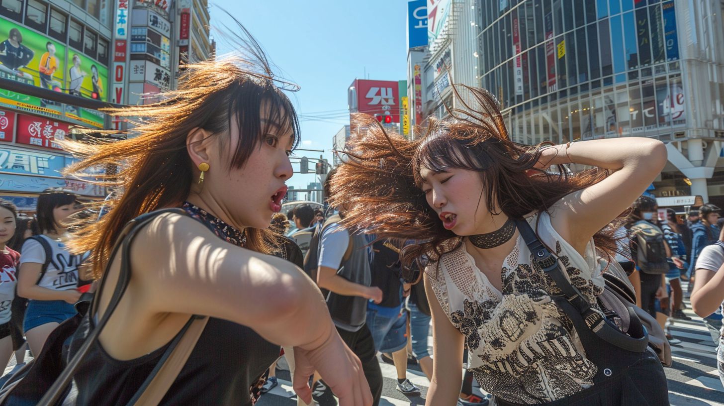 今日の女性のストリートファイト画像　茨城県　つくばみらい市　2025年01月11日　女の喧嘩　画像