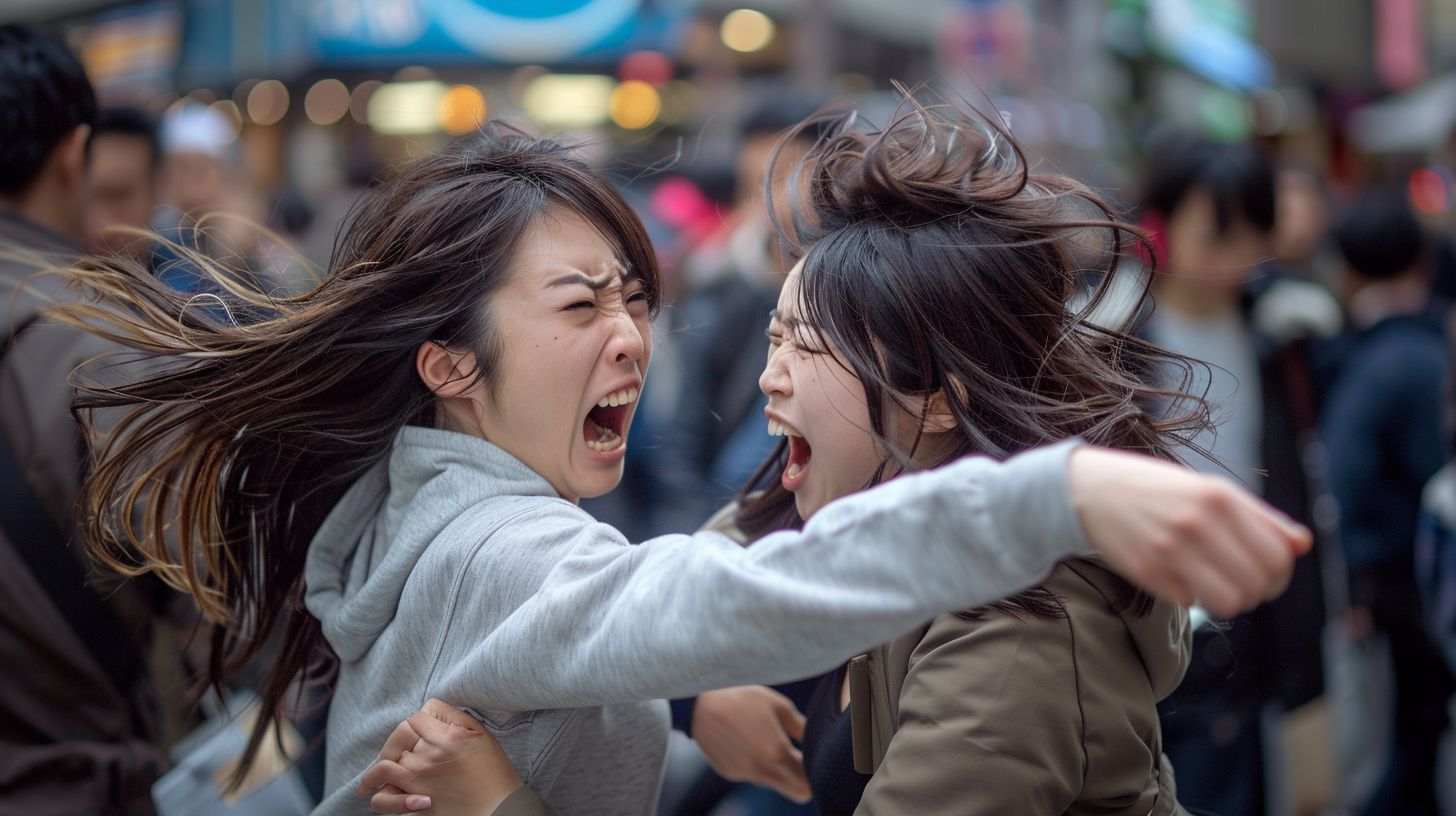 今日の女性のストリートファイト画像　青森県　八戸市　2025年01月14日　ストリート喧嘩　画像