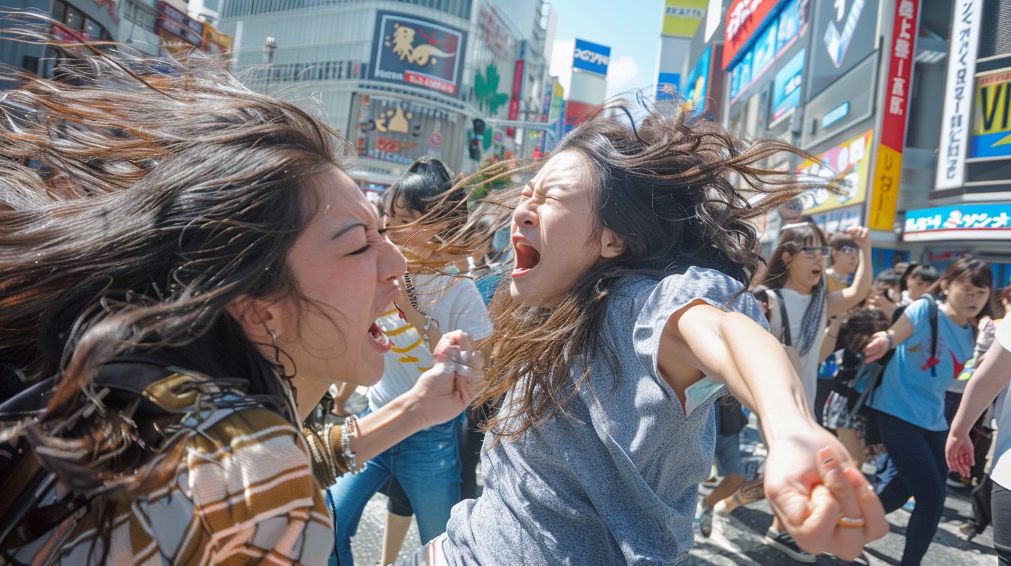 今日の女性のストリートファイト画像　東京都　足立区　2025年01月26日　キャットファイト　画像