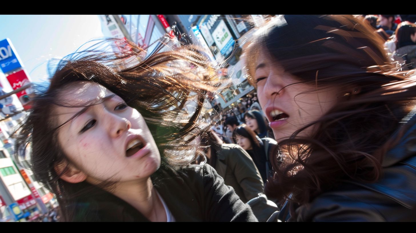 今日の女性のストリートファイト画像　宮城県　仙台市　2025年02月22日　路上喧嘩　画像
