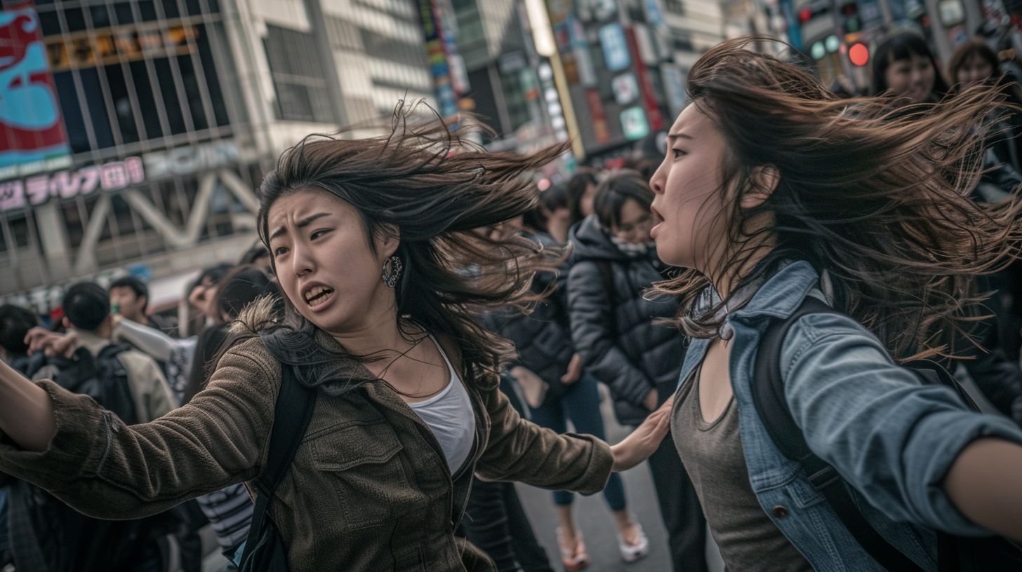 今日の女性のストリートファイト画像　大阪府　八尾市　2025年02月23日　キャットファイト　画像
