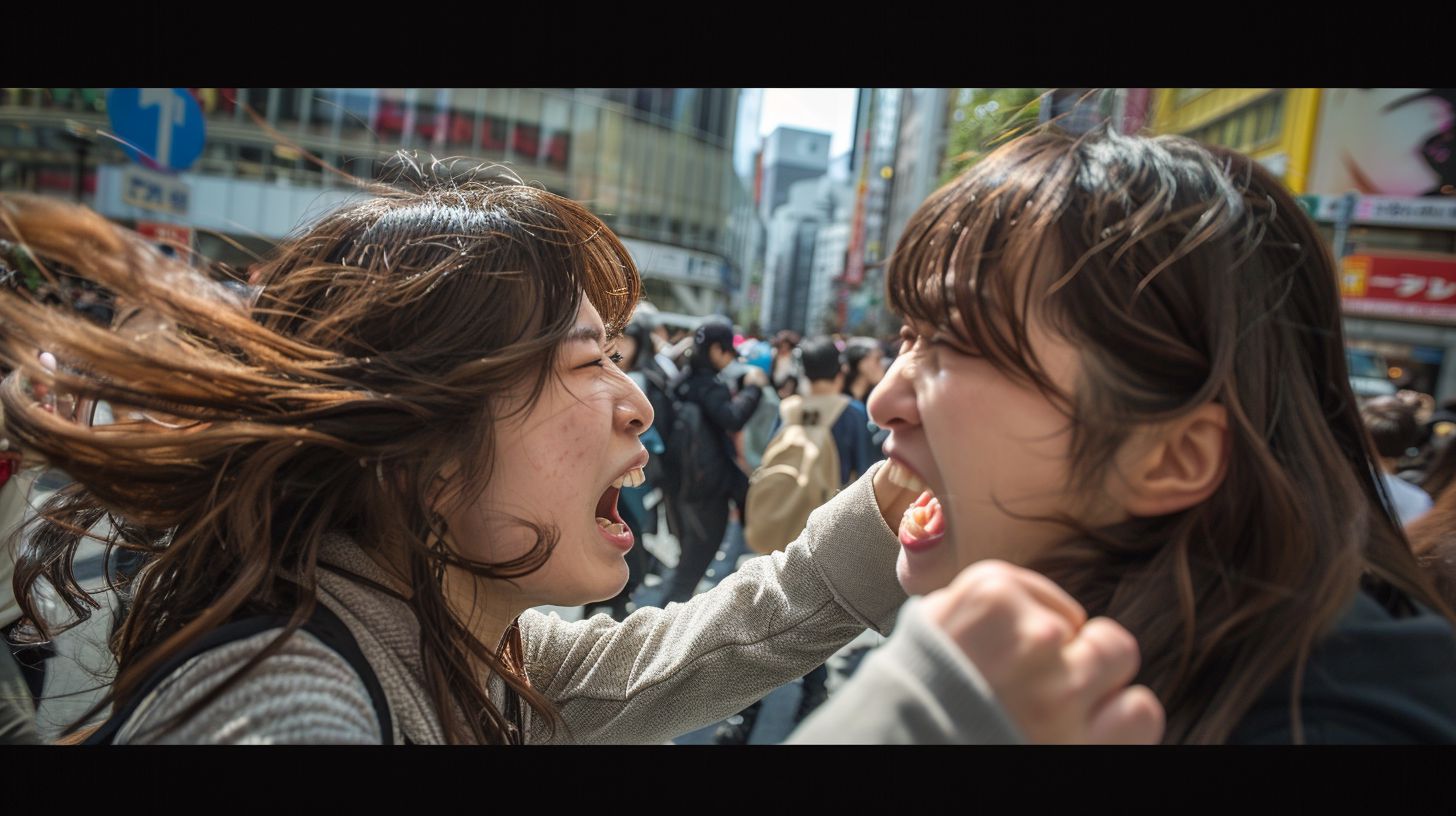 今日の女性のストリートファイト画像　佐賀県　鳥栖市　2025年03月01日　路上喧嘩　画像