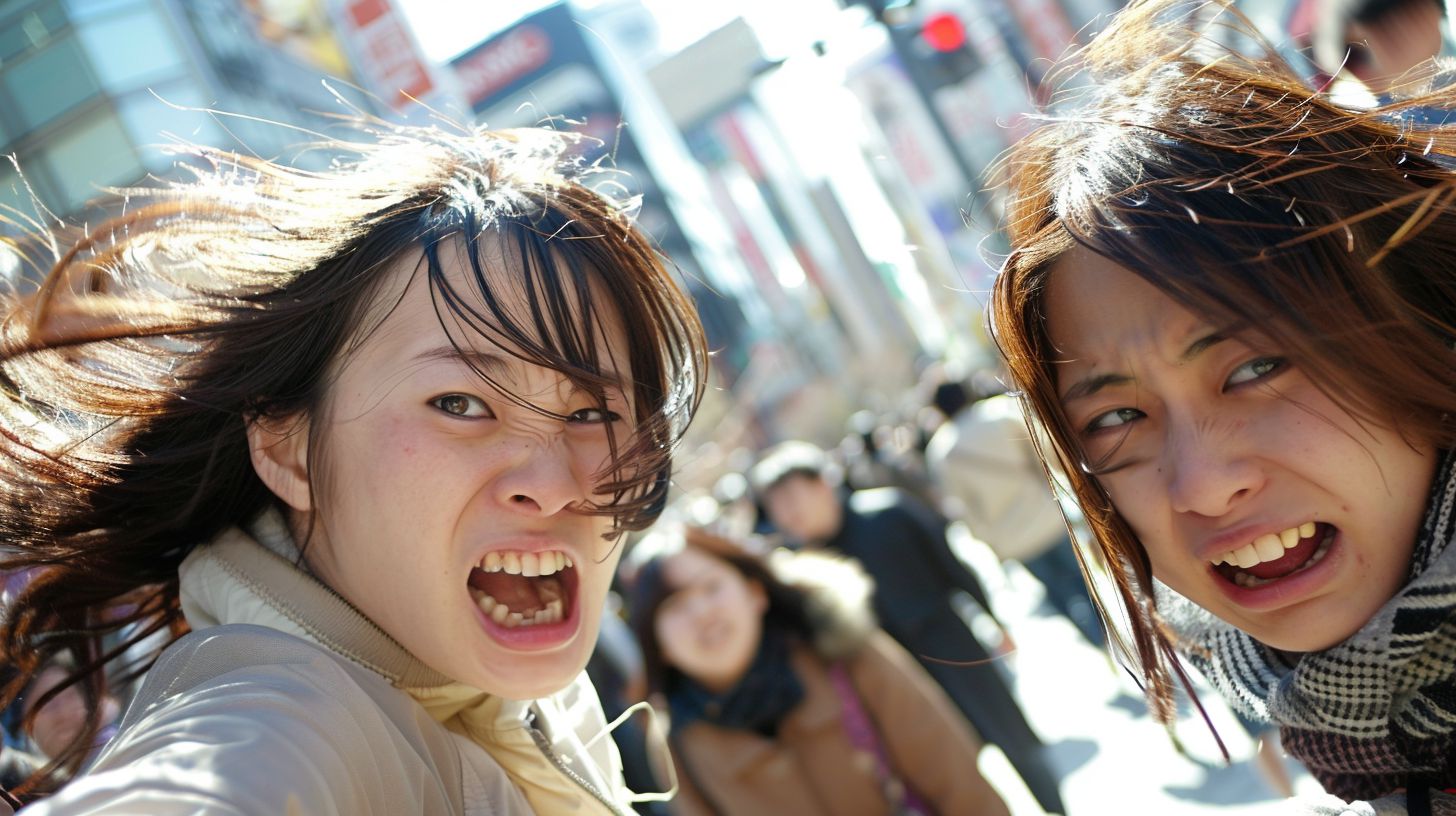今日の女性のストリートファイト画像　北海道　北見市　2025年03月05日　路上喧嘩　画像