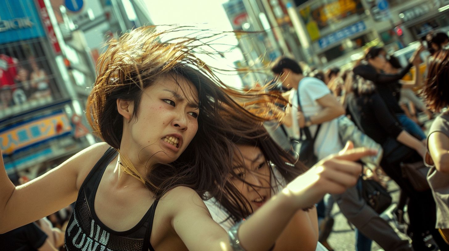 今日の女性のストリートファイト画像　大阪府　大東市　2025年04月13日　女の喧嘩　画像
