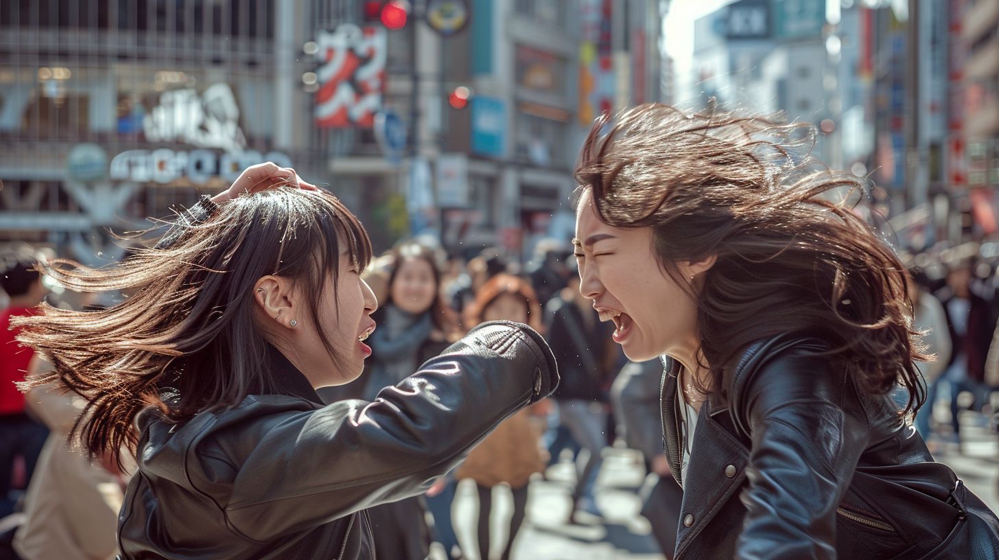 今日の女性のストリートファイト画像　福岡県　直方市　2025年04月18日　女の喧嘩　画像