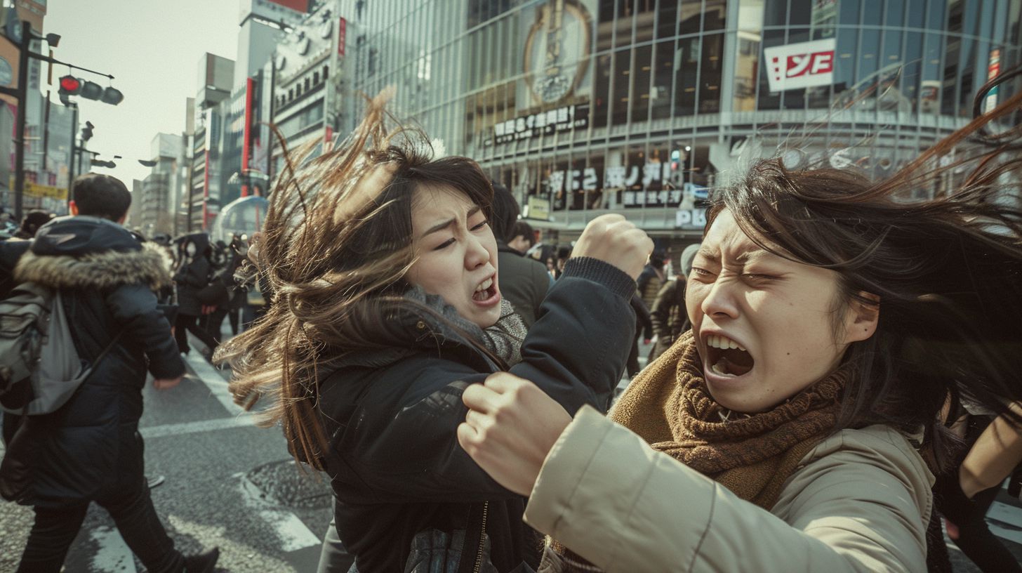 今日の女性のストリートファイト画像　東京都　中野区　2025年05月19日　ストリート喧嘩　画像