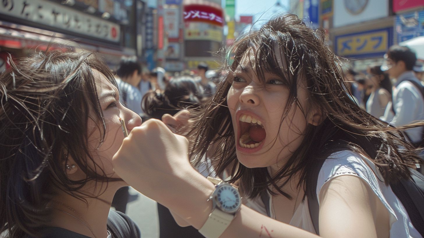 今日の女性のストリートファイト画像　東京都　立川市　2025年06月29日　キャットファイト　画像