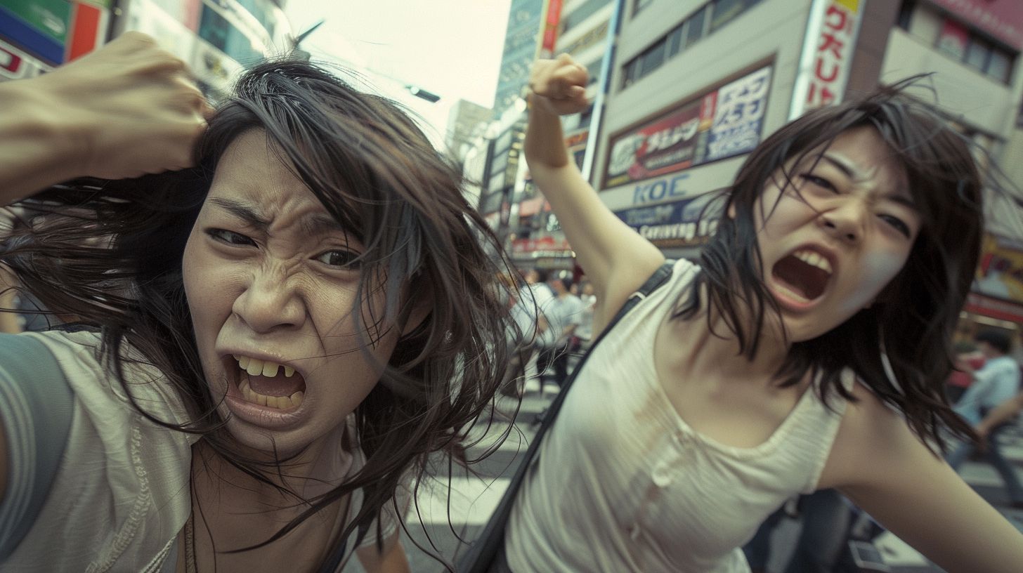 今日の女性のストリートファイト画像　大阪府　高槻市　2025年08月04日　キャットファイト　画像