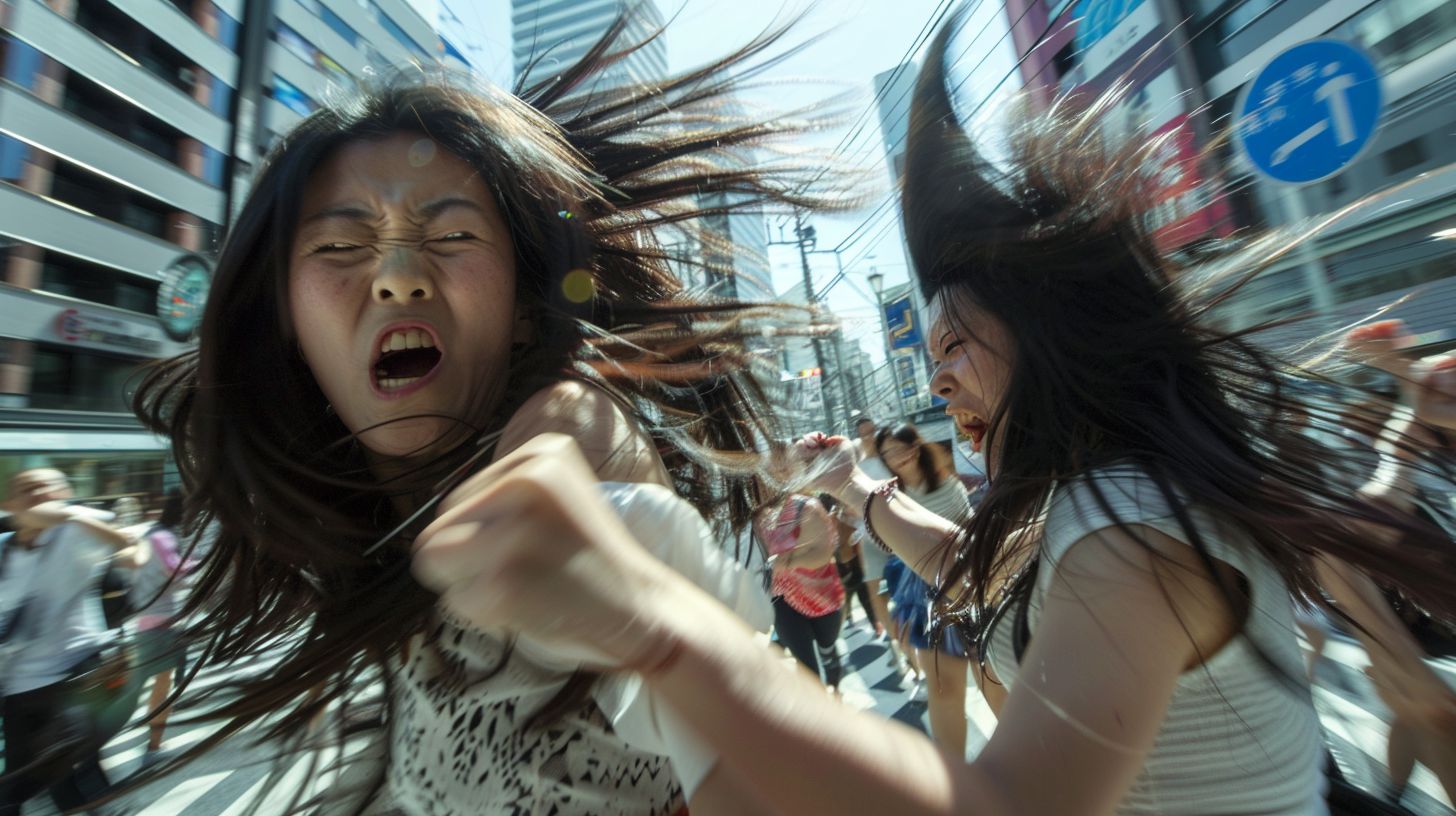 今日の女性のストリートファイト画像 福岡県 久留米市 2025年08月15日 ストリート喧嘩 画像