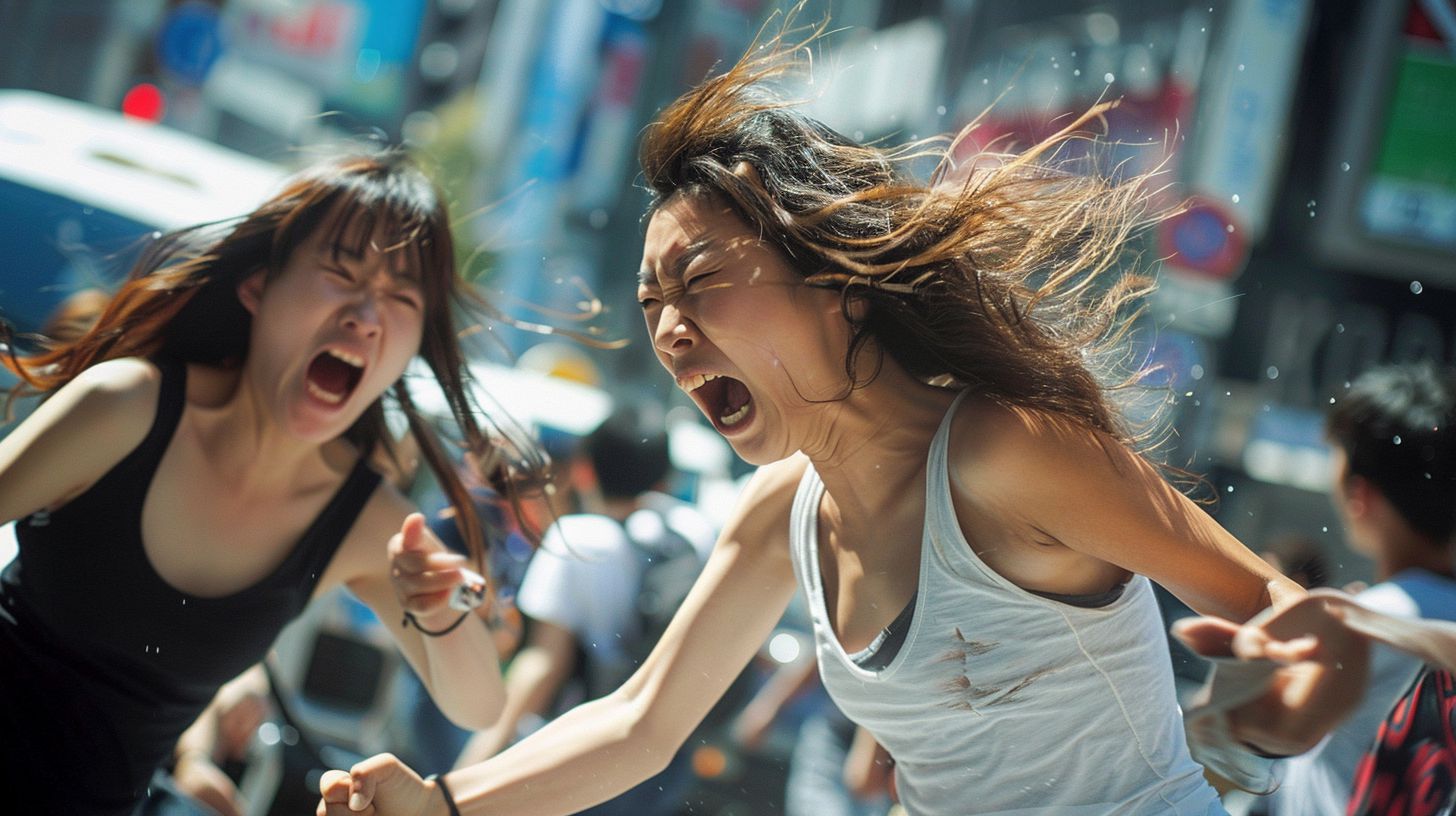 今日の女性のストリートファイト画像　大阪府　泉大津市　2025年08月16日　路上喧嘩　画像