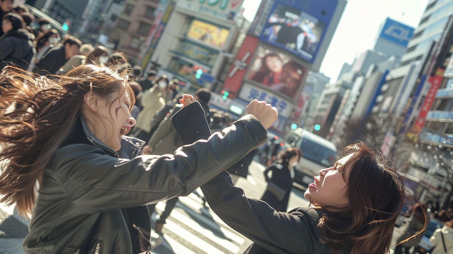 今日の女性のストリートファイト画像　岩手県　花巻市　2025年08月25日　キャットファイト　画像
