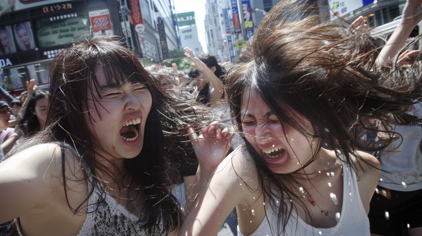 今日の女性のストリートファイト画像　大阪府　高槻市　2025年10月03日　路上喧嘩　画像