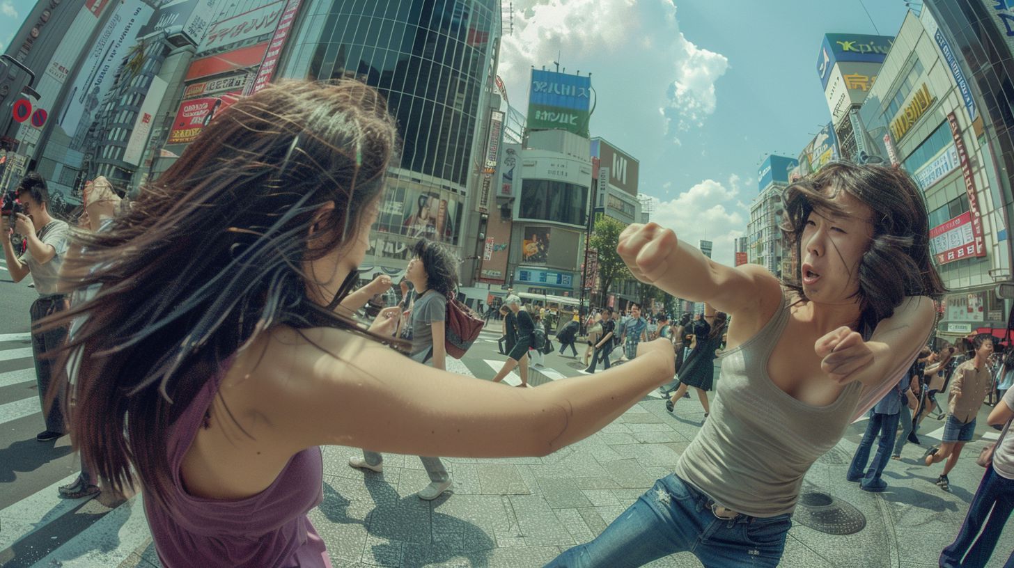 今日の女性のストリートファイト画像　京都府　京都市　2025年10月15日　路上喧嘩　画像