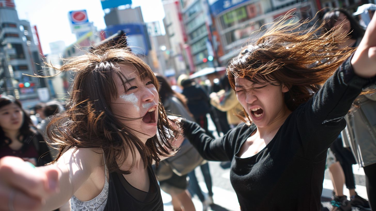 今日の女性のストリートファイト画像　愛知県　安城市　2025年10月16日　路上喧嘩　画像