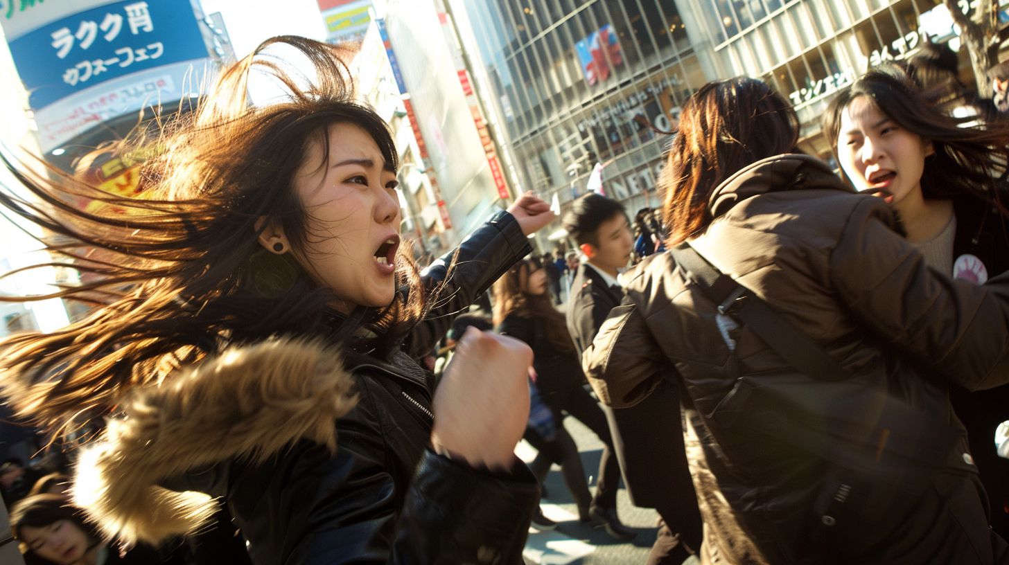 今日の女性のストリートファイト画像　千葉県　松戸市　2025年11月13日　路上喧嘩　画像