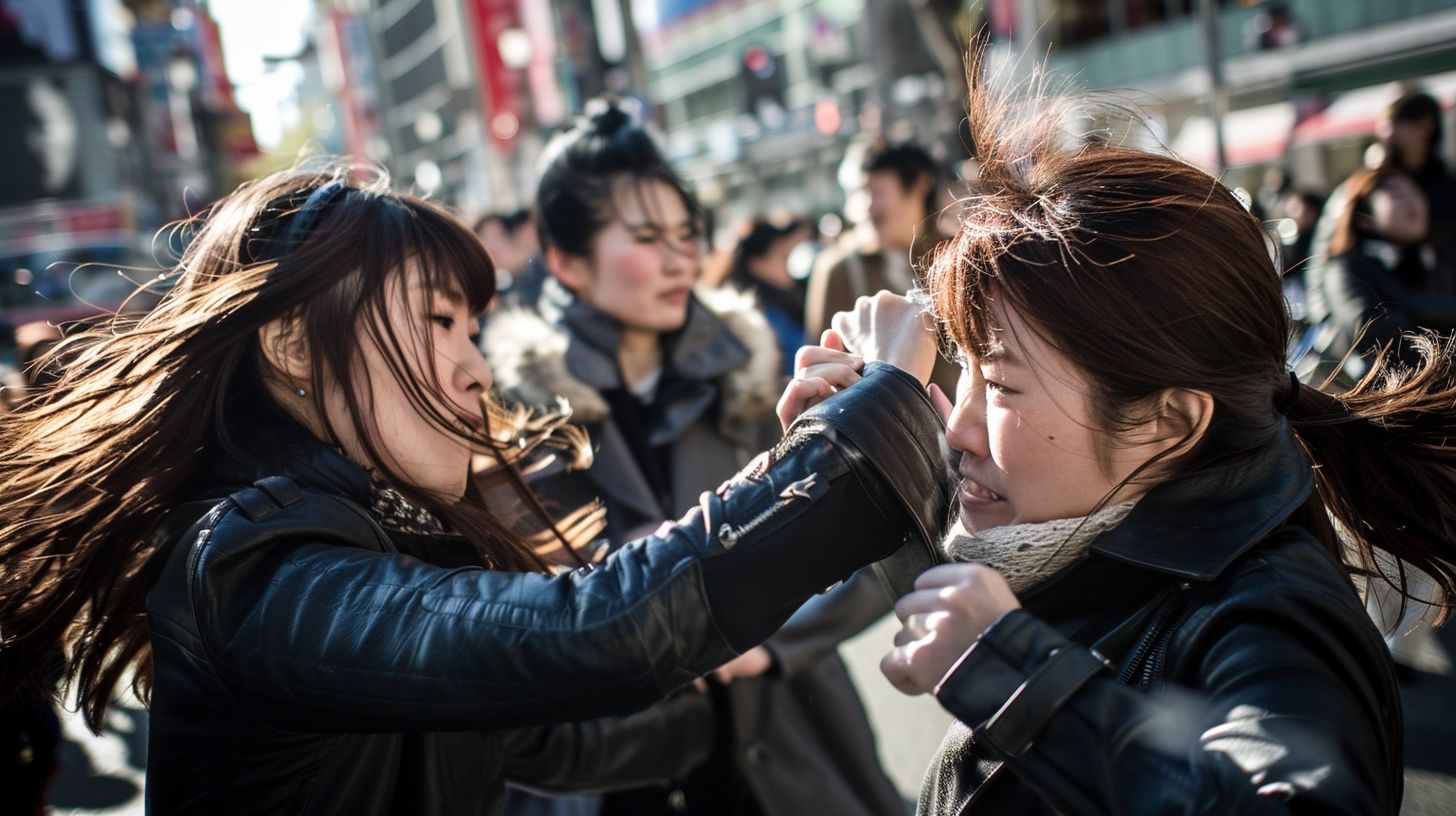 今日の女性のストリートファイト画像　東京都　東村山市　2025年12月24日　キャットファイト　画像